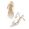 thumbnail image 3 of XYD Women Kitten Heel Sandals Bowknots Square Open Toe Ankle Strap Summer Casual Dress Shoes Size 11.5 White, 3 of 4