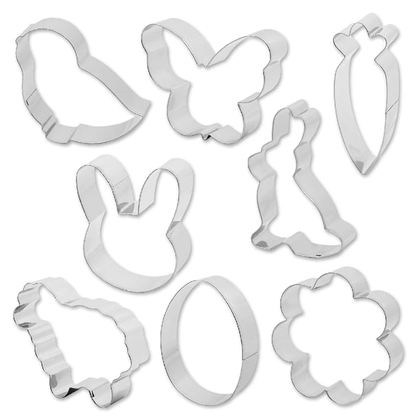 Cortadores de galletas Stamper 8 Piezas Forma Fondant Molde Acero Inoxidable Herramientas DIY Patrones Múltiples Patrones Dough Galletas Hornear Partes temáticos Kits de Pascua sidaley HA028193-01