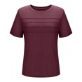 thumbnail image 4 of ZQUUVOU Women's Summer Short Sleeve Tops Casual Front Pleated Solid Color Round Neck Top/Shirt Burgundy, 4 of 7