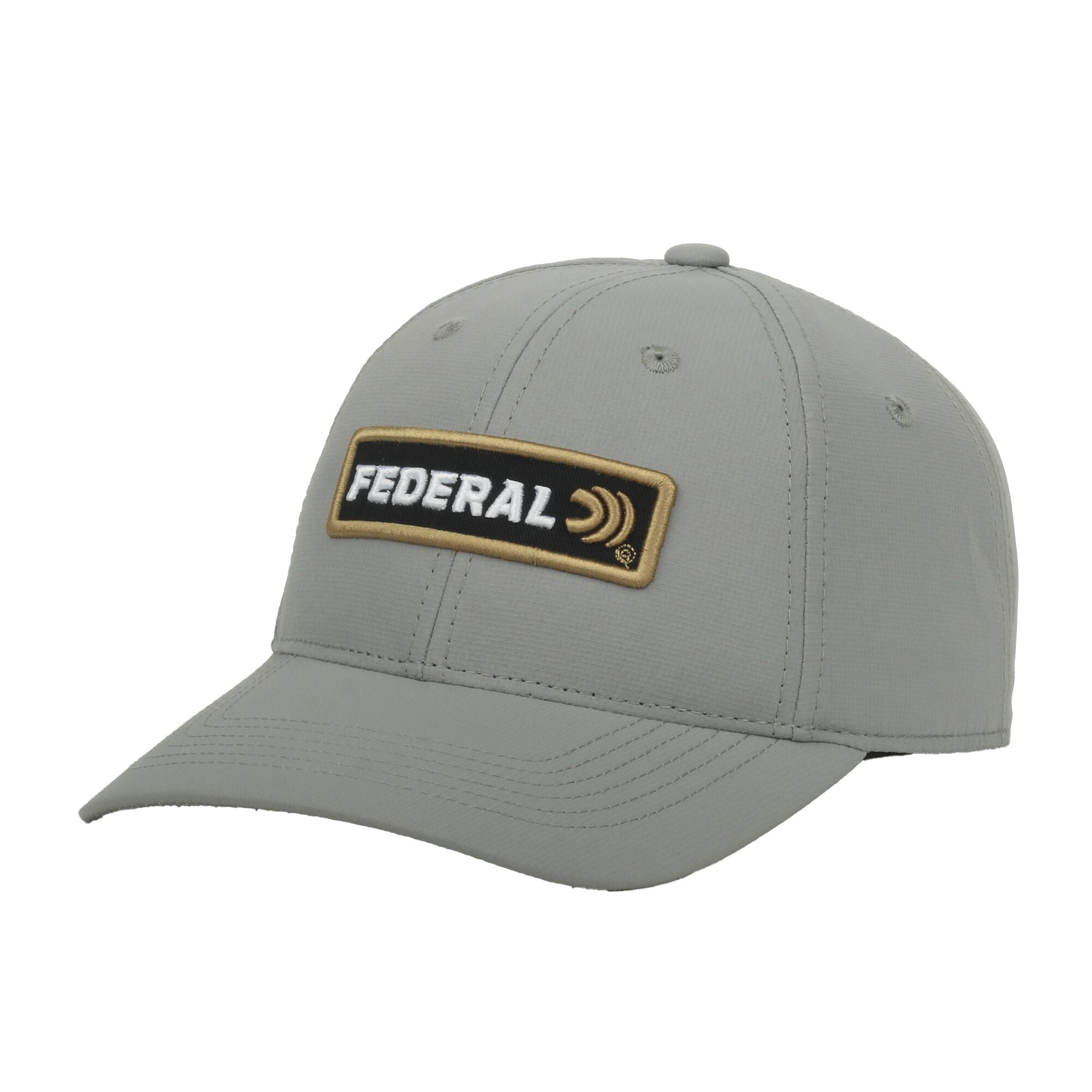 Federal Ammunition Structured 6-Panel Snapback Hat – Embroidered Patch Logo Cap, Grey, One Size