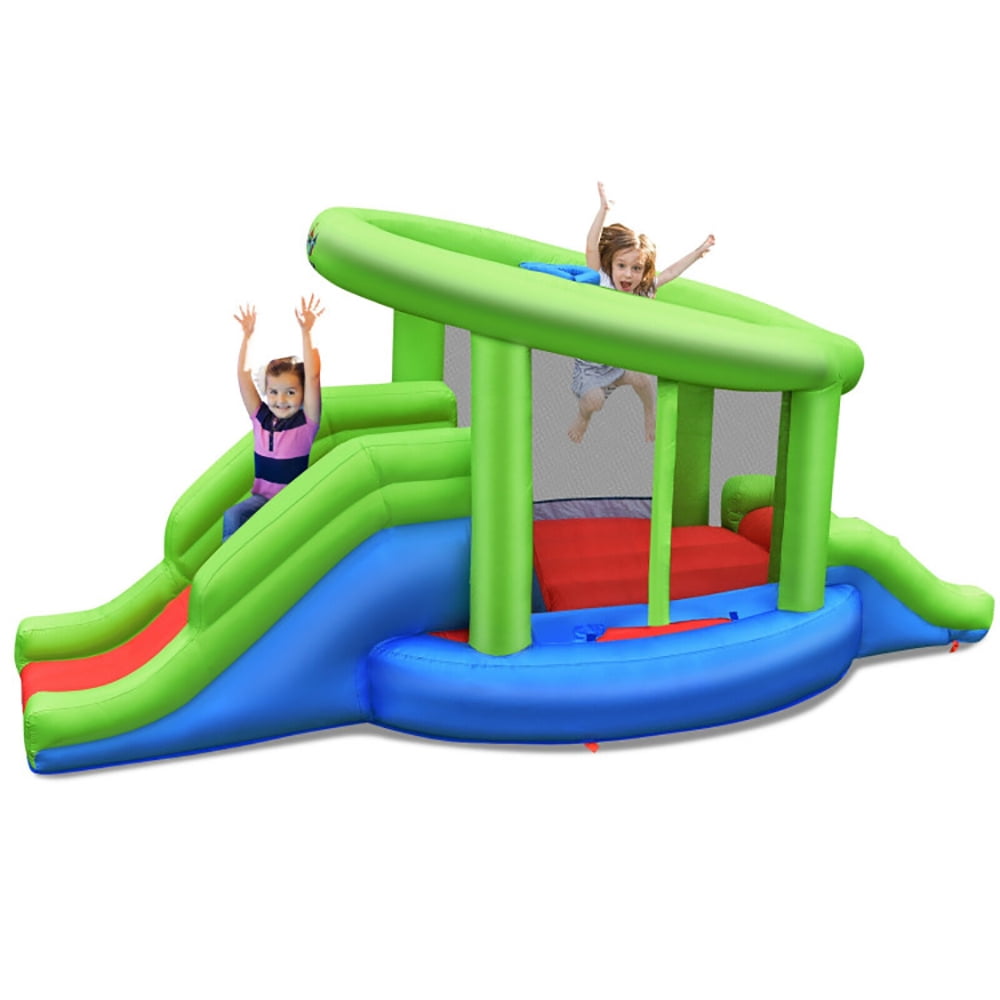 Aimee Lii Inflatable Dual Slide Basketball Game Bounce House Without Blower, Kids Bounce House for 5-10