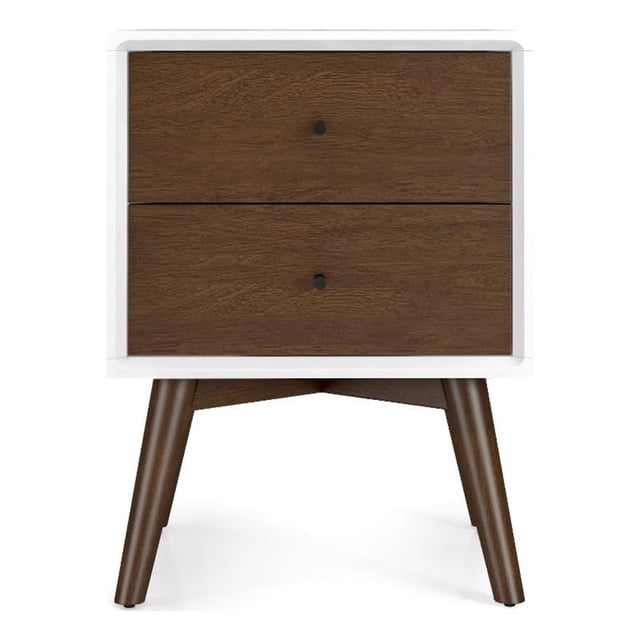 Table de Chevet Blanche Francesca en Bois Massif avec Cadre