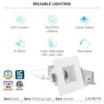 thumbnail image 5 of Luxrite 2" Square LED Recessed Light with J-Box, 3 Color Option 3000K/4000K/5000K Dimmable 8W, 600LM Damp Rated 4 Pack, 5 of 7