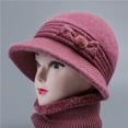 thumbnail image 4 of Tittly Winter Hats Beanie Women's Woolen Knitted Warm Basin Hat Padded Cotton Hat Skull Caps Hats for Women Pink One Size, 4 of 6