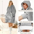 thumbnail image 7 of Livhil Oversized Microfiber & Sherpa Wearable Blanket, Wearable Blanket Hoodie Sweater, One Size Fits All(Gray), 7 of 7
