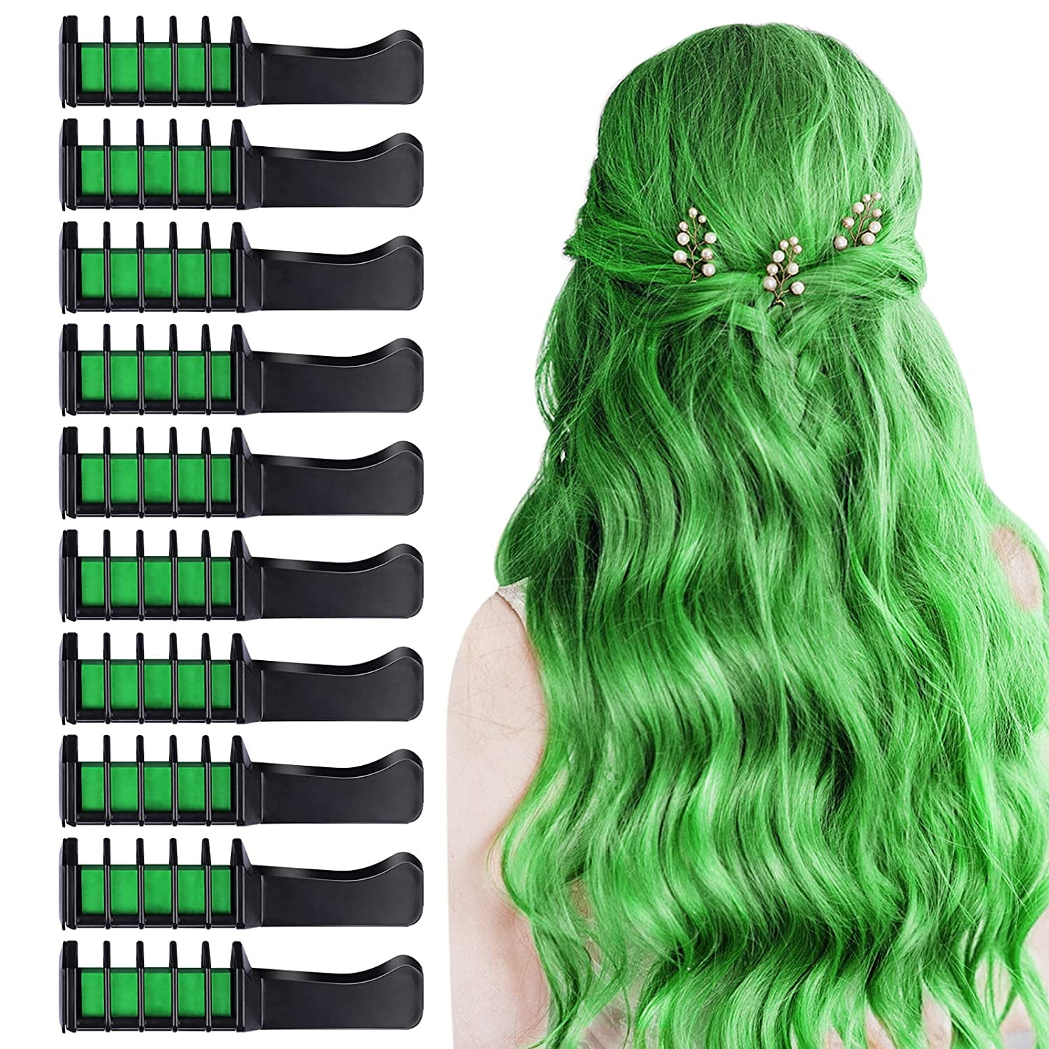 10 PCS Hair Chalk Comb, TOROKOM Temporary Bright Washable Hair Color Comb  Mini Hair Chalk for Girls Age 4 5 6 7 8 10 Kids Non Toxic Hair Color Dye  for Cosplay