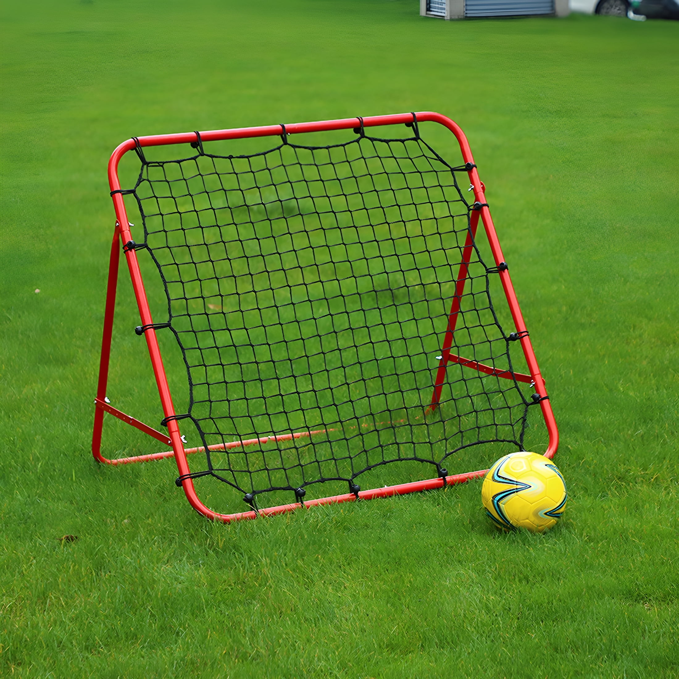 BESTSKY Soccer Rebounder Net with 20 Elastic Ropes Kickback Football Practice Net Target Goal Rebound Net Beginner Training Aid