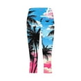 thumbnail image 5 of Women Capri Leggings Floral Print Leggings Plus Size High Waist Capris Pants Tummy Control Leggings Knee Length Slim Fit Yoga Cropped Trouser XXL, 5 of 6