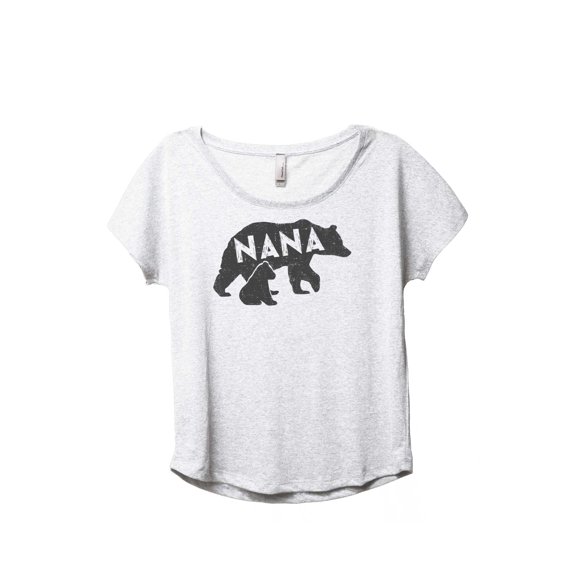 Thread Tank Nana Bear Women's Fashion Relaxed Slouchy Dolman T-Shirt Tee Heather White Medium