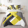 thumbnail image 2 of Manfei Chic Abstract Bedding Comforter Set 7 Pieces for Adult, Yellow Rectangle Geometric Full Bedding Set, Fashion Minimalst Reversible Fitted Sheet Flat Sheet, Ultra Soft Home Decor, 2 of 7