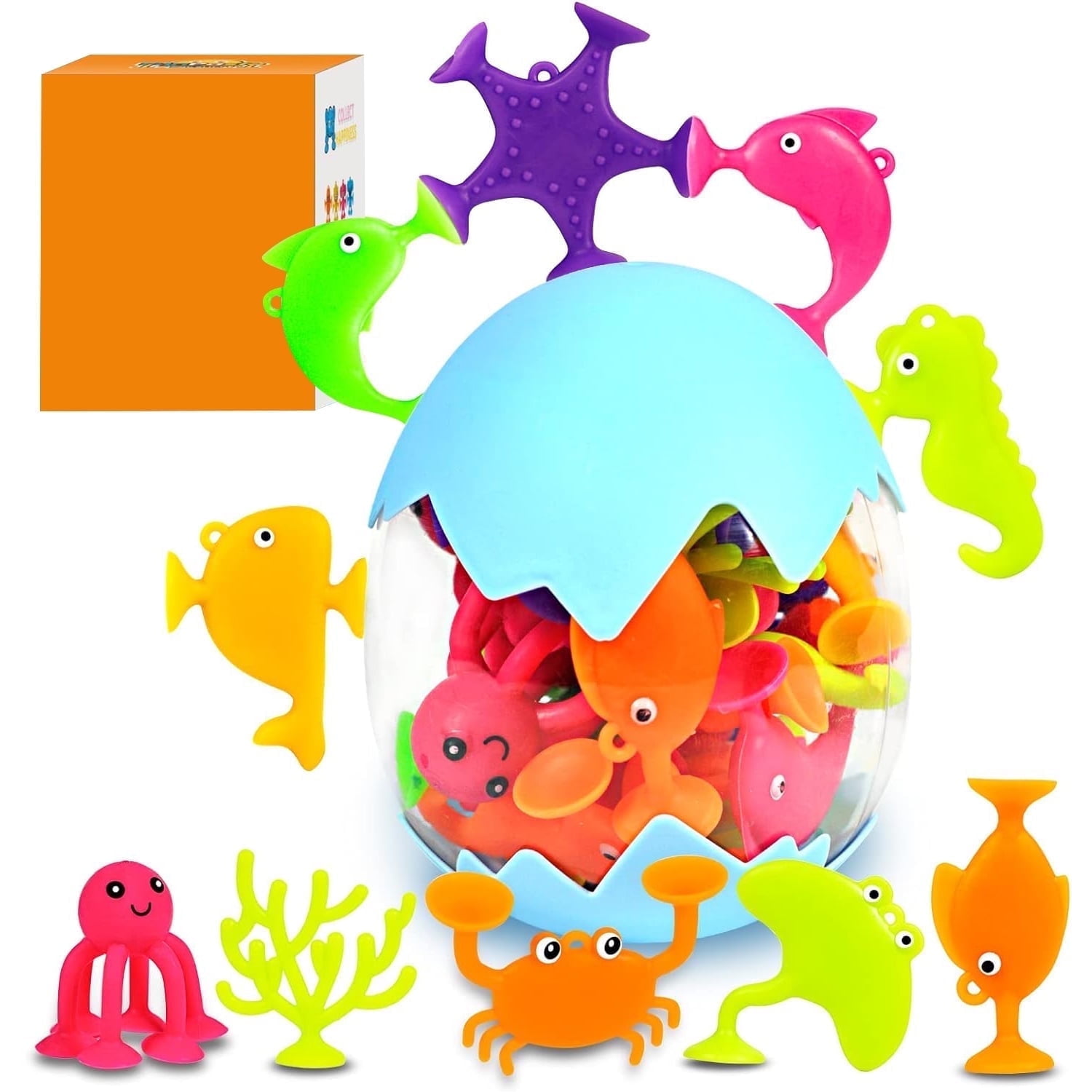 Bath Toys for Toddlers 1-3 - Suction Sensory Toys - Silicone Ocean Animal Cup Toys - Learning Toys for 3-6 Year Old Boys Girls
