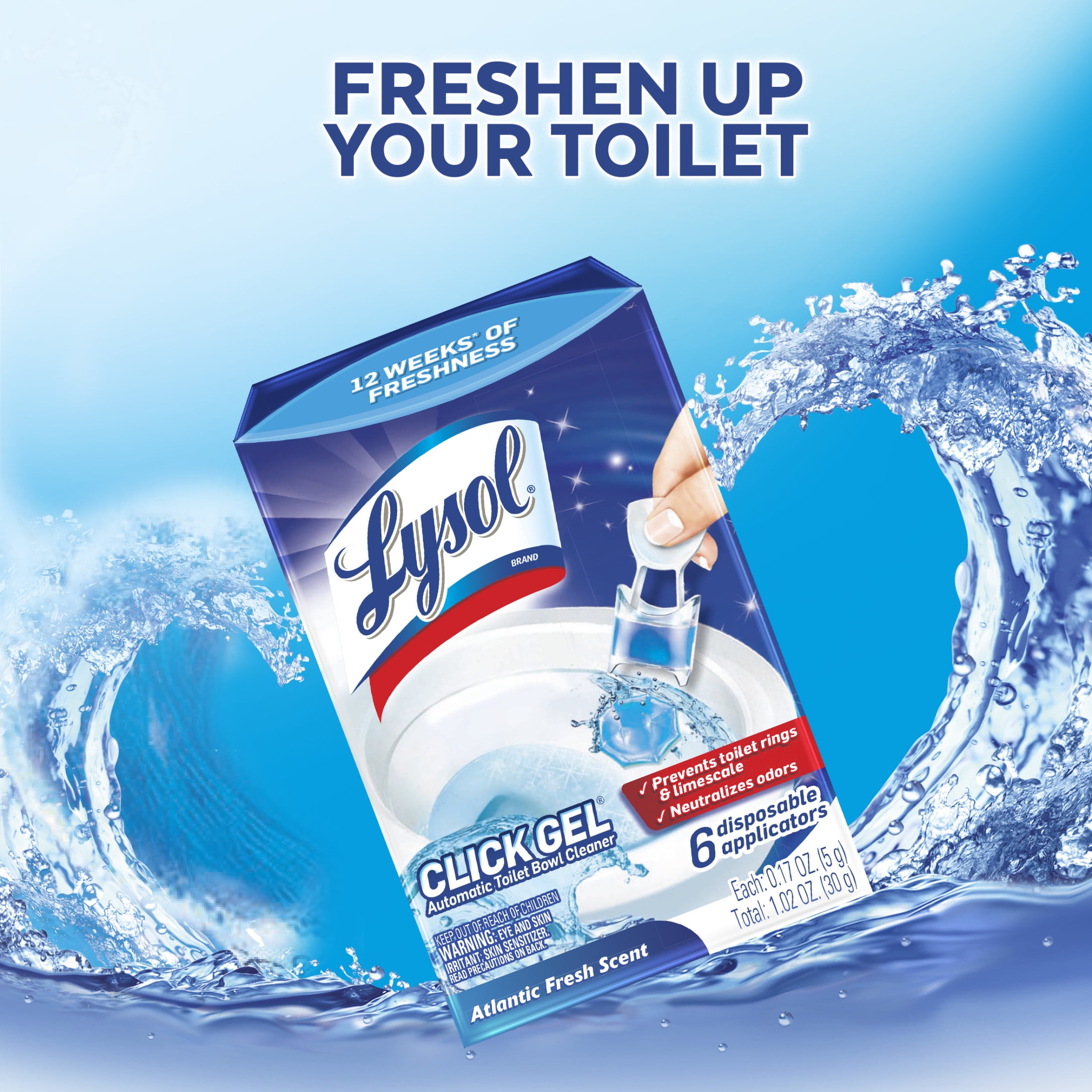 (2 pack) Lysol Click Gel Automatic Toilet Bowl Cleaner, Ocean Fresh Scent, 6 Count