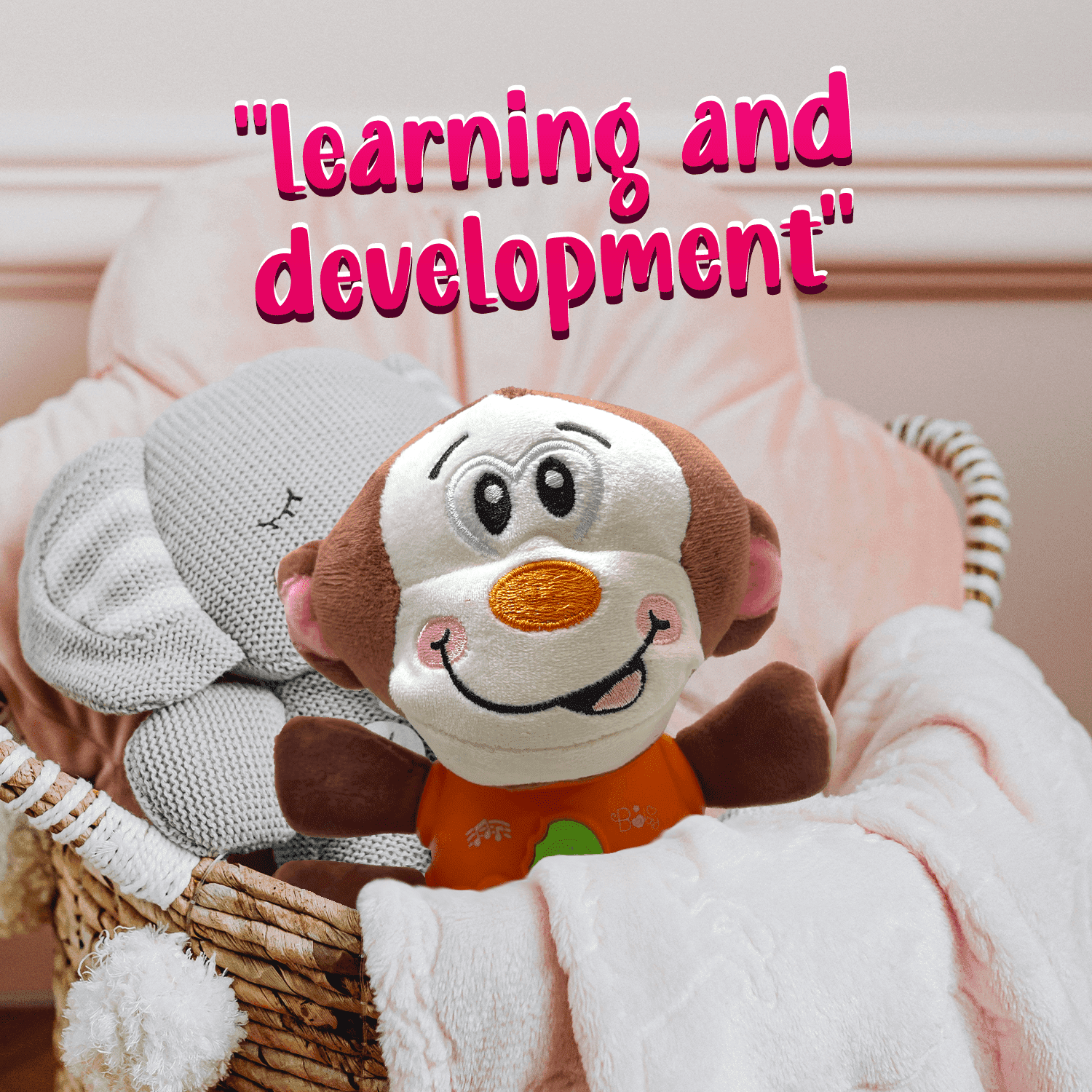 Plush Monkey Music Baby Toys 0 3 6 9 12 Months, Soft Aminal Light Up Stuffed Baby Toys Newborn Baby Musical Toys for Infant Babies Boys & Girls Toddlers 0 to 36 Months