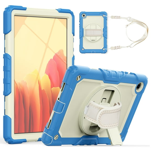Galaxy Tab A7 10.4" T500 Case with Screen Protector, T500 T507 T505 Case, Allytech Rugged Hybrid Kickstand Hand/Shoulder Strap Kids Proof Full Protection Cover for Samsung Galaxy Tab A7 10.4",Blue