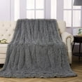 thumbnail image 3 of Noahas Shaggy Longfur Throw Blanket with Sherpa Warm Underside, Lightweight and Washable Kids Girls Room Decorative Blanket, 60''x80'', Gray, 3 of 7