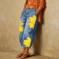 thumbnail image 5 of Karymi Jeans for Women High Waist Floral Print, Large Flower Pattern Loose Wide Leg Denim Trousers with Side Pockets, 5 of 9