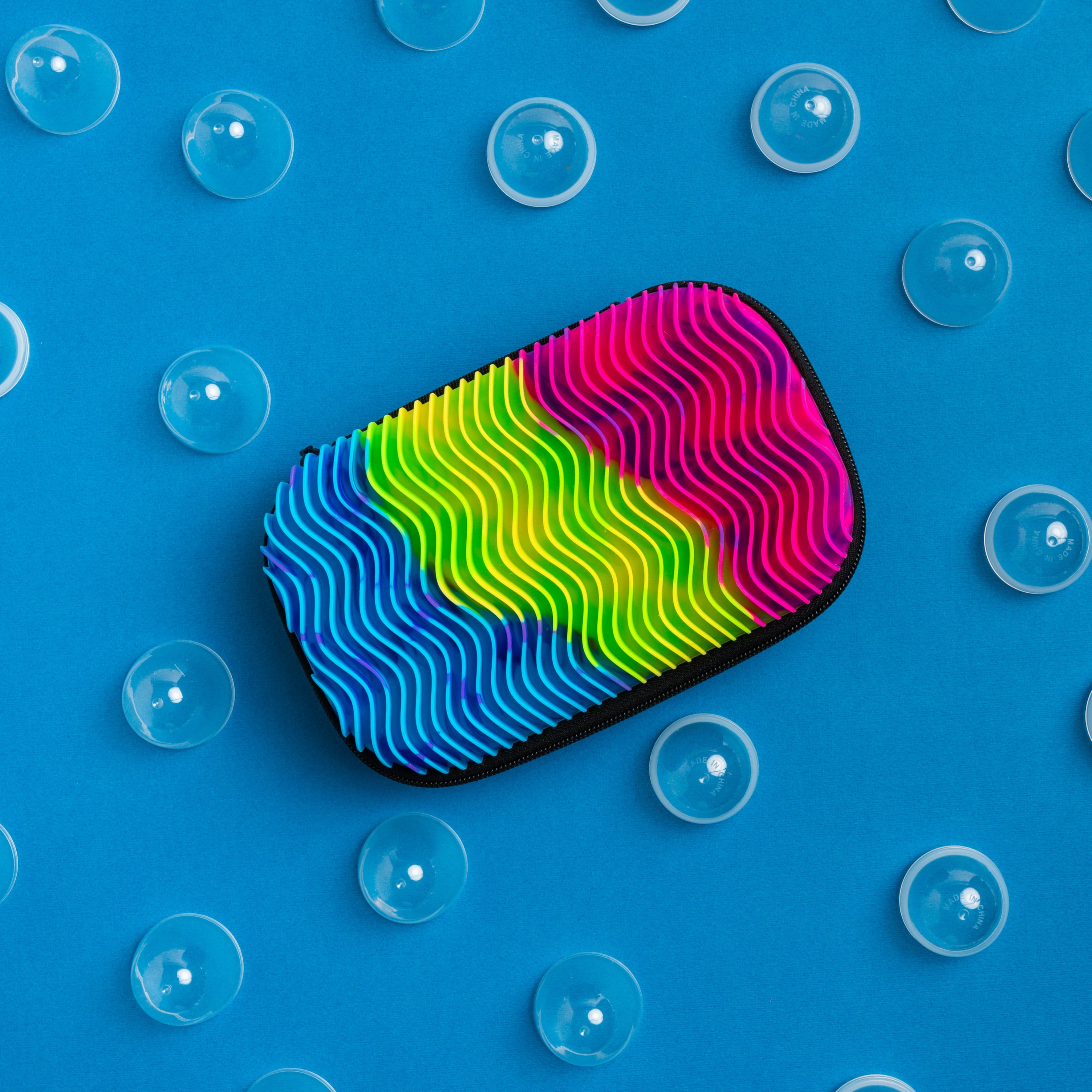 ZIPIT Rainbow Wavy Silicone Top Pencil Box for Kids