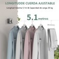 thumbnail image 3 of Tendedero Retractil Ajustable Pared, Compacto para Ropa, Retractil Exterior Interior, Capacidad de 20 KG, para Balcón, Hogar, Fácil Instalar (Gris), 3 of 4