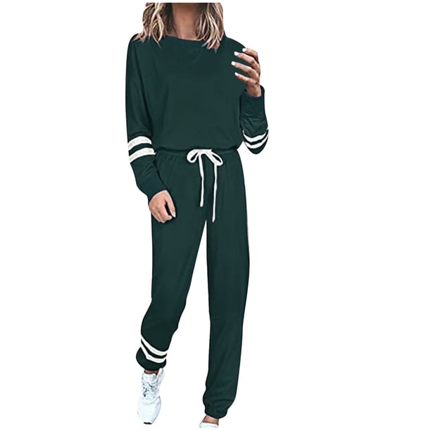 Traje Informal de Dos Piezas Para Mujer, Pantalones Largos Con Cordón, Jersey de Cuello Redondo, Conjuntos de Retazos de Manga Larga Odeerbi ODB-6