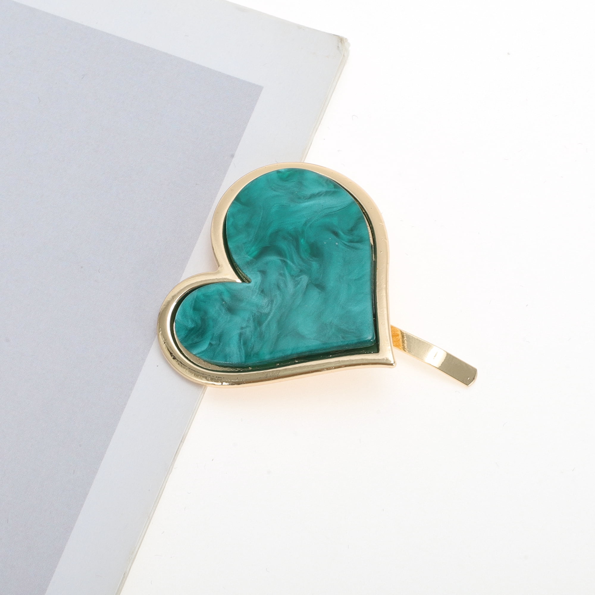 Unique Bargains Stylish Heart Design Ponytail Buckle Hair Clip Green
