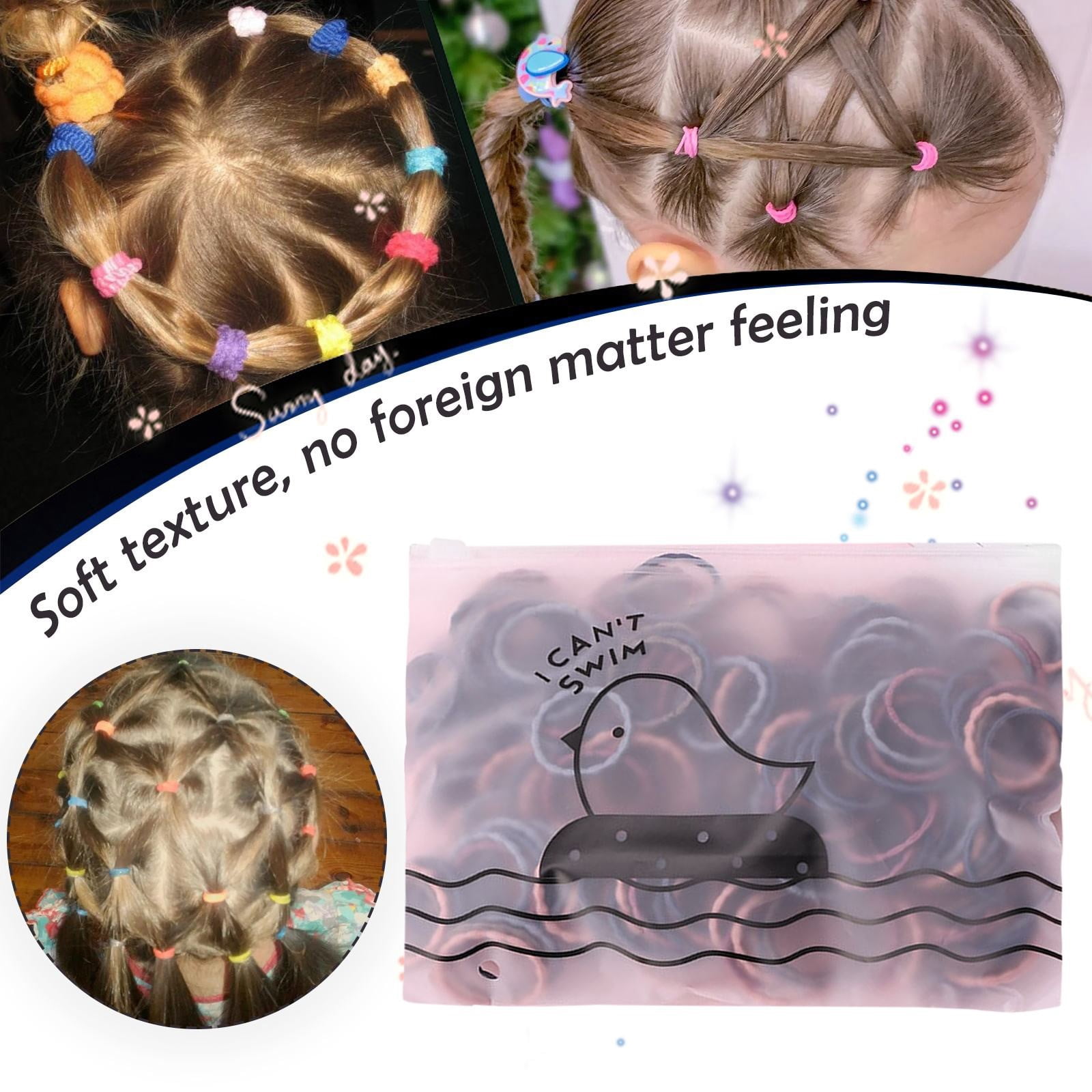 Elastic Bands for Hair Small Hair Elastics And Clear Girls Rubber Bands Hair No Damage Pin The Tale on The Cat Blond Hair Elastic Bands Soft Seamless Hair Ties Easy Hair Bun Hair Hooks Fashion Rubber