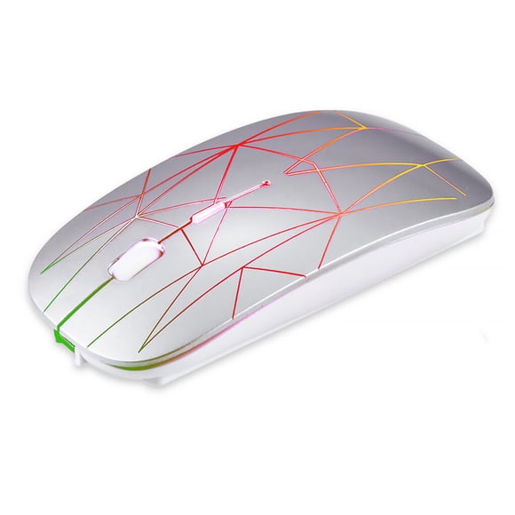 Bearachild Ratón inalámbrico para juegos de ordenador portátil de 2,4 Ghz, ratón recargable ajustable de 800 DPI con luz colorida para el Juegos de teclado y mouse para computadora