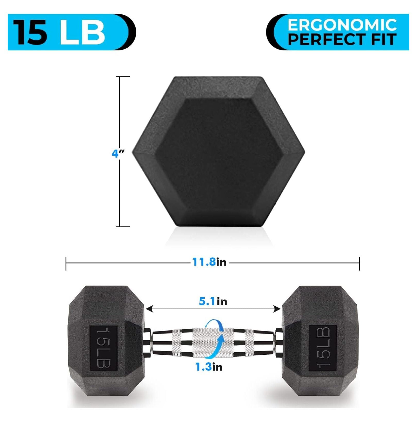 Hex Dumbbells 5,10,15,20,25,30,40 LB Exercise & Fitness Weights Dumbbell For Women & Men Free Weights Rubber Coated cast Iron Set