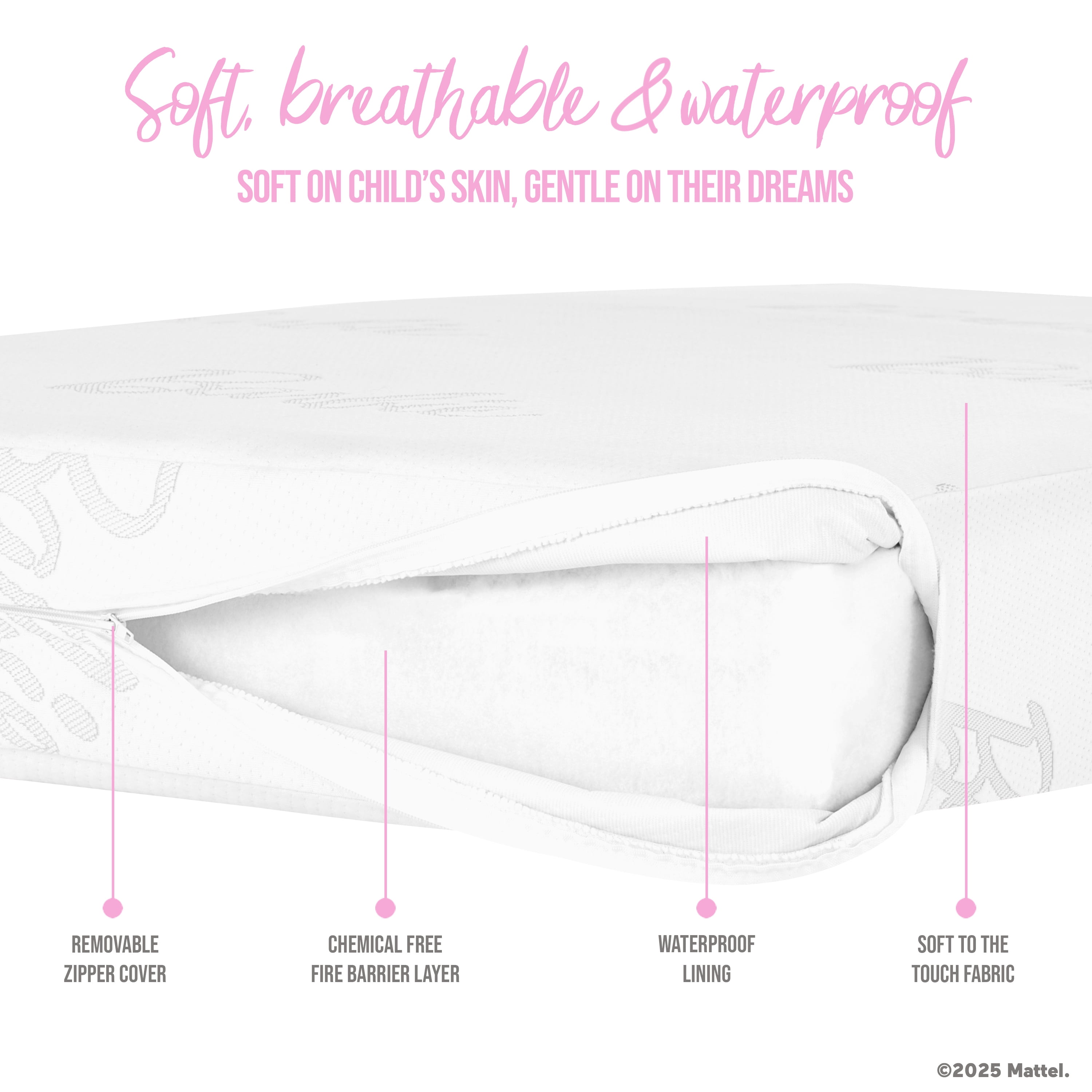 Barbie Chasing Dreams 2 in 1 Crib & Toddler Mattress by Dream On Me, White