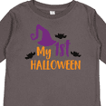 thumbnail image 4 of Inktastic My First Halloween, Witch Hat, Bats - Purple Black Boys or Girls Long Sleeve Toddler T-Shirt, 4 of 5
