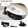 thumbnail image 3 of Coffee Table Set of 2,Black Coffee Table and Side Table Sets with Faux Marble Top and Drawer, 3 of 9
