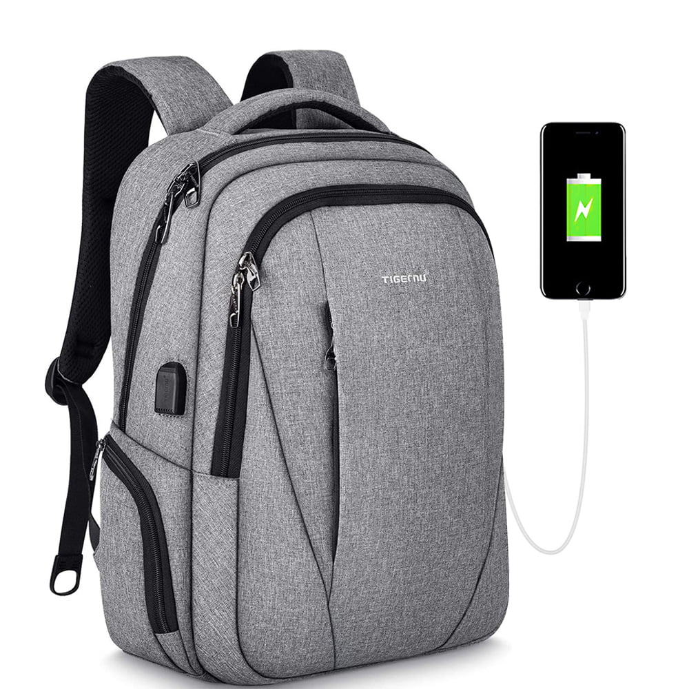 School Backpack with USB Port Anti-Theft Rucksack Slim Lightweight and Water-Resistant Sturdy School Backpack Fits for 15.6 Laptop
