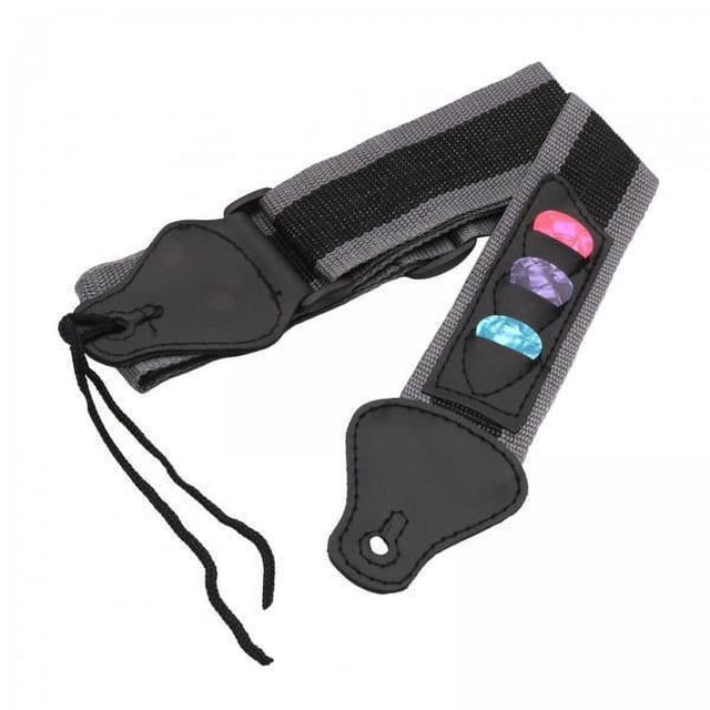 2x Correa de guitarra con 3 púas de guitarra, accesorios para instrumentos de ocio, 90 cm-130 cm/35,43 pulgadas-51,18 pulgadas, ajustable para bajos 2 piezas