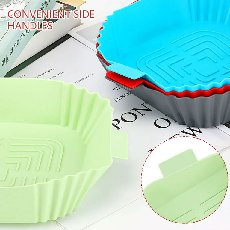 Square Silicone Air Fryer Liners - 9 Inch Reusable Air Fryer Pot - Air  Fryer Accessories - Air Fryer Inserts for 6 to 9 QT for Oven Microwave