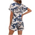 thumbnail image 4 of Womens Summer Pajamas Sets Short Sleeve V Neck T Shirts and High Waist Loose Shorts PJs Lounge Sets with Pockets, 4 of 5