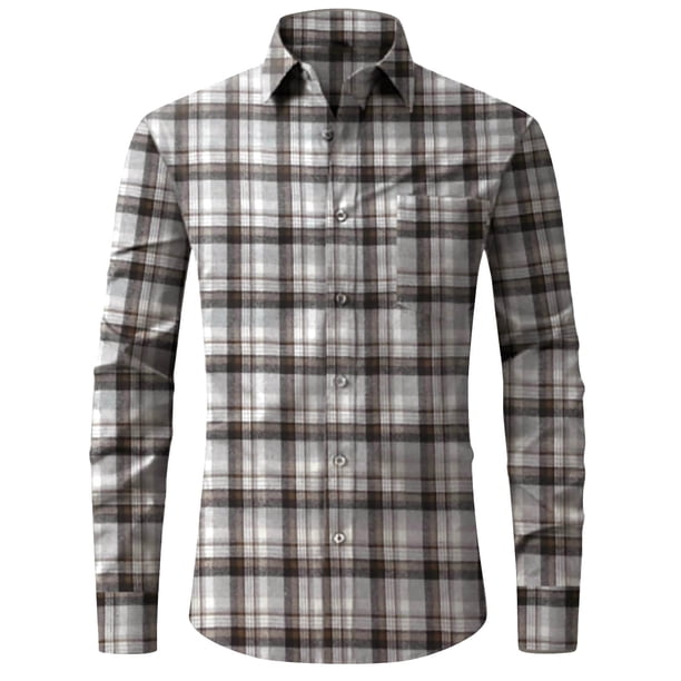 Blusa y camisa de manga larga con cuello vuelto para hombre, blusa informal con botones y entramado, blusa de manga larga con cuello vuelto, blusa de poliéster para hombre
