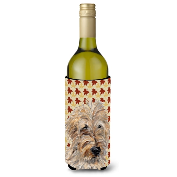 Golden Doodle 2 Fall Leaves Wine Bottle Hugger