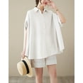 thumbnail image 2 of Women's Short Sleeve Polo Collar Solid Color Button Down T-Shirts Blouse GA2651 White, 2 of 4