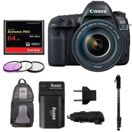 Canon EOS 5D Mark IV Camera with EF 24-105mm f/4L IS II USM Lens and 64GB Bundle