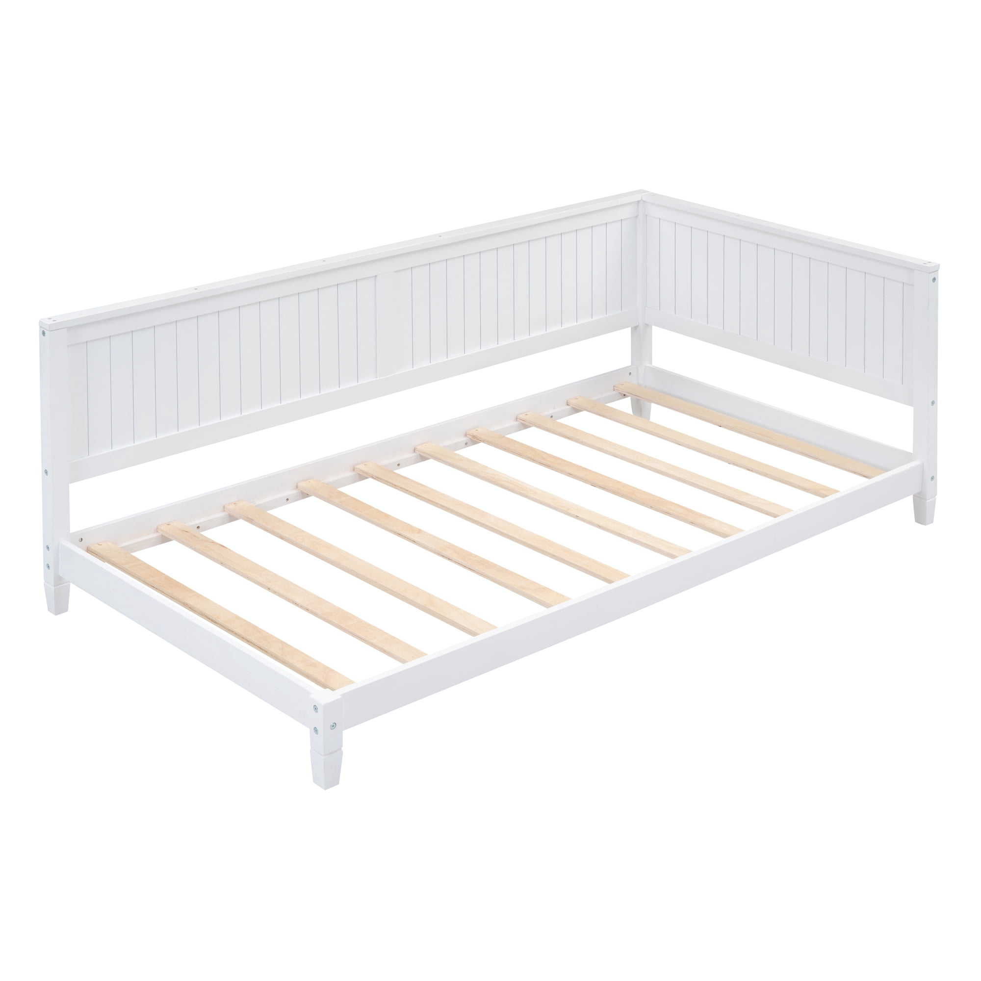 Leumius Modern Plywood Solid Wood MDF Breathable Twin Size Wood Daybed with Headboard White