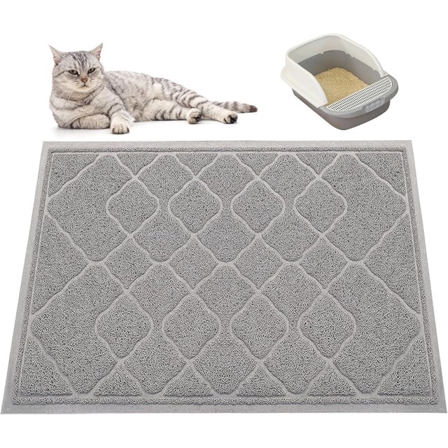 Alfombrilla para arena para gatos de 60x40 cm, alfombrilla para bandeja sanitaria para gatos de PVC antideslizante