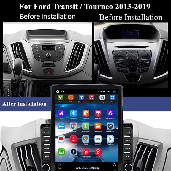 Corfhy Android 13.0 Car Stereo Radio Upgrade Compatible with Ford Transit Custom 2013-2019, Touch Screen with Wireless CarPlay & Android Auto, GPS Navigation, FM, SWC,2 32G
