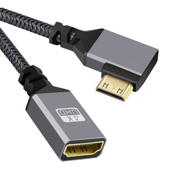 Xiwai 4K Type-C MINI HDMI 1.4 Male 90 Degree Left Angled to HDMI Female Extension Cable for DV MP4 Camera DC Laptop