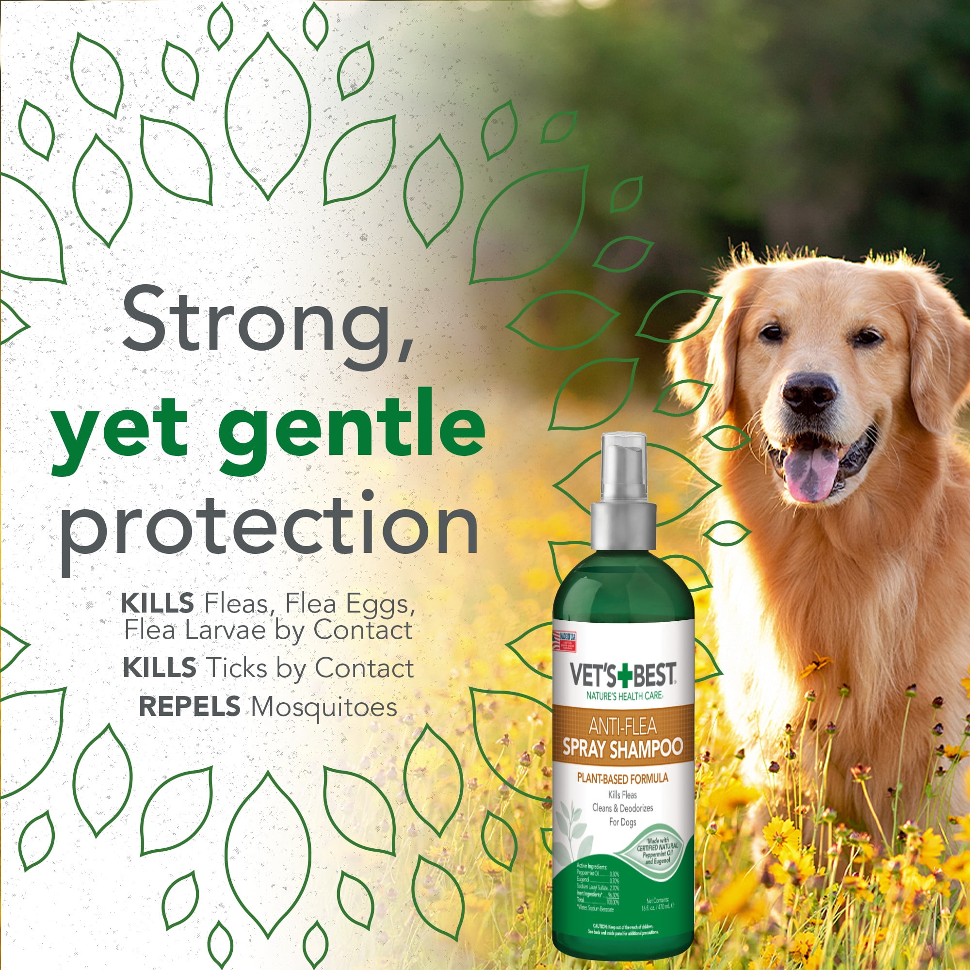 Vet's Best Anti-Flea Spray Shampoo for Dogs - 16 oz.