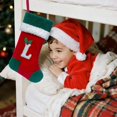 thumbnail image 2 of 18 Inches Monogram Christmas Stockings With Letters Large Soft Christmas Stockings Red Velvet With White Soft Plush Cuff For Christmas Xmas Tree Holiday Fireplace, 2 of 5
