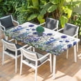 thumbnail image 2 of Purple Flowers Table Cloths for 5 Foot Rectangle Tables, Spring Garden Floral Leaves Botanical Country Patio Waterproof Elastic Fitted Tablecloths, Washable Rectangular Table Cover for Camping, 2 of 8