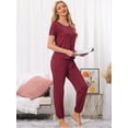 thumbnail image 2 of DARING DIVA Women's Soft Short Sleeve Shirt Long Pant Pajamas Sets XS Red, 2 of 6