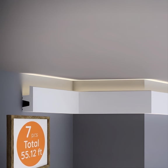 7-Piece 94.5″ (55.12 ft) LED Baseboard & Crown Molding with Duct Kit for Seamless Ambient Home Accent Lighting | Waterproof Channel for Easy LED Strip Installation (Crown Molding | ACL-009-A)