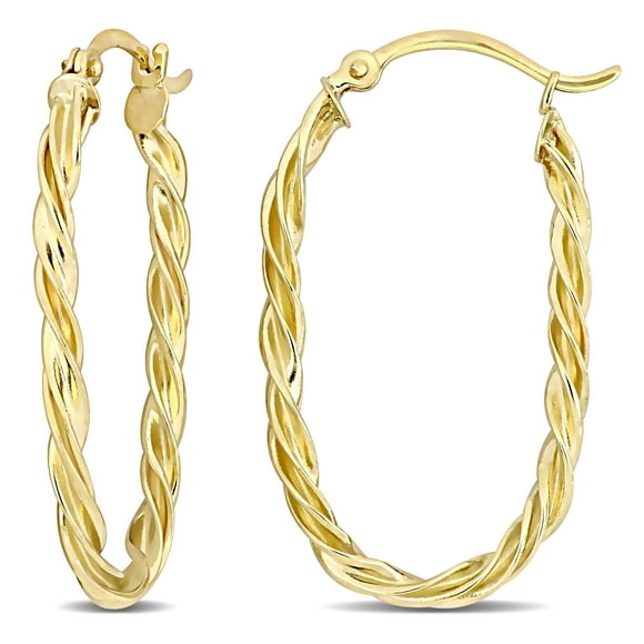 Miabella Boucles d'Oreilles Créoles Torsadées en Or Jaune 10kt