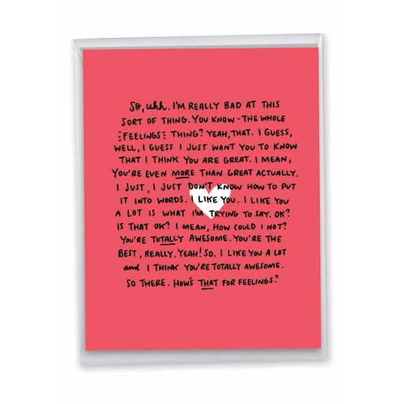 1 Big Funny Valentine's Day Card (8.5 x 11 Inch) - Awkward Feelings Valentines Day J6784VDG