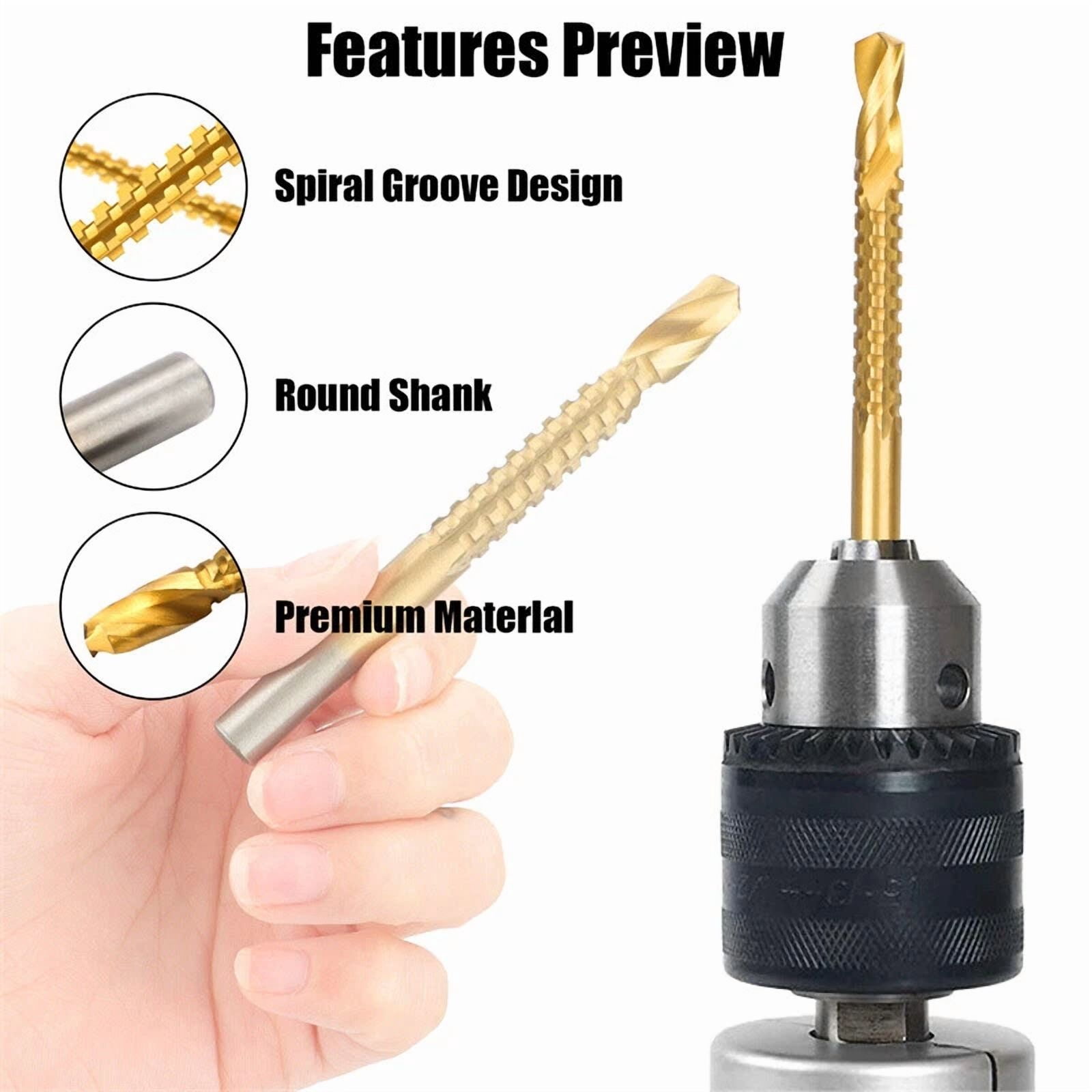 CRESTIN- 6Pc Twist Drill Bit Set Power Tool Accessories Screw Holes For Wood Metal 20%Off